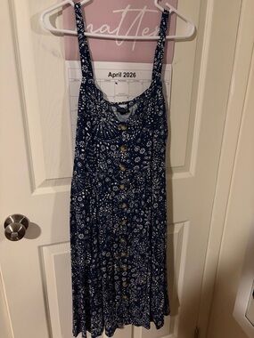 torrid Navy Blue Floral Button-Front Midi Dress